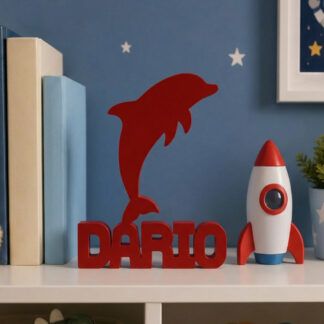 figura infantil delfin con nombre personalizado