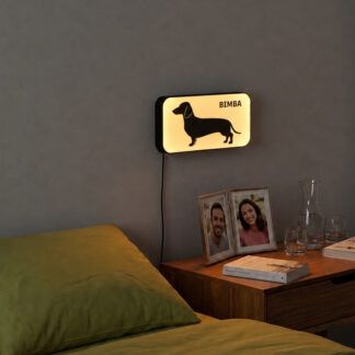lampara perro salchicha con nombre personalizado